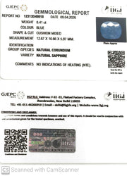 8.41/CT Natural Blue Sapphire with Govt Lab Certificate-12313D49918